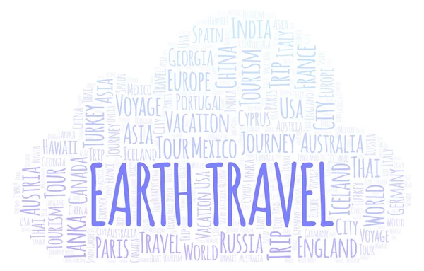 Föld Utazás Szót Felhő Wordcloud Készült Csak Szöveg — Stock Fotó
