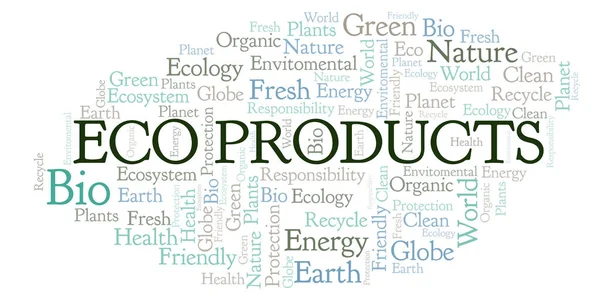 Eco Produkty Slovo Mrak Wordcloud Pouze Text — Stock fotografie