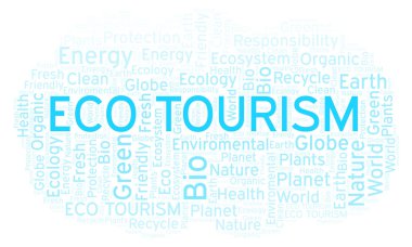 Eko turizm kelime bulutu. Yalnızca metin ile yapılan Wordcloud.