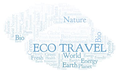 Eco seyahat kelime bulutu. Yalnızca metin ile yapılan Wordcloud.