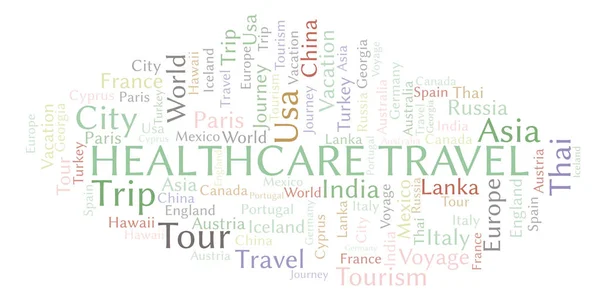 Sanità Viaggio Parola Nube Wordcloud Realizzato Solo Con Testo — Foto Stock