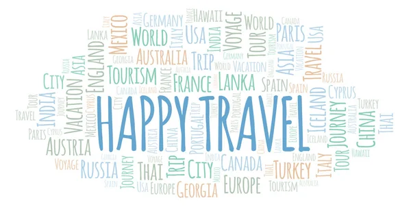 Happy Travel word cloud. Wordcloud made with text only.