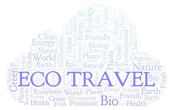 エコ旅行単語の雲 テキストのみで作られた Wordcloud — ストック写真