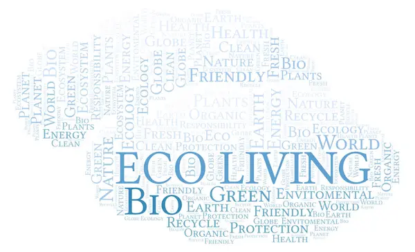 Eco Living Word Cloud Wordcloud Gjorda Med Endast Text — Stockfoto