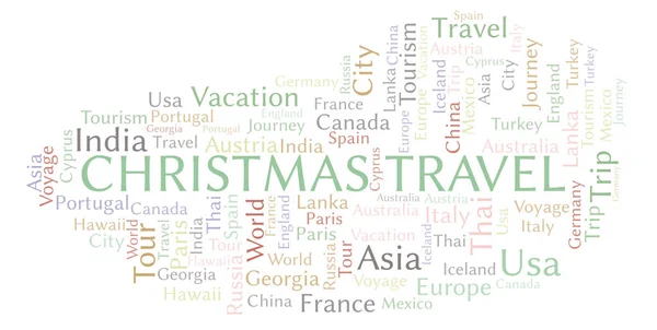 Christmas Travel Nuvem Palavras Wordcloud Feito Apenas Com Texto — Fotografia de Stock