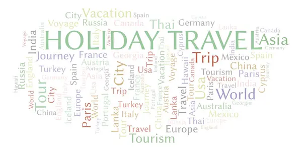 Prázdninové Cestování Slovo Mrak Wordcloud Pouze Text — Stock fotografie