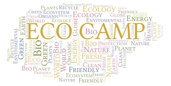 Nube Palabras Eco Camp Wordcloud Hecho Solo Con Texto —  Fotos de Stock