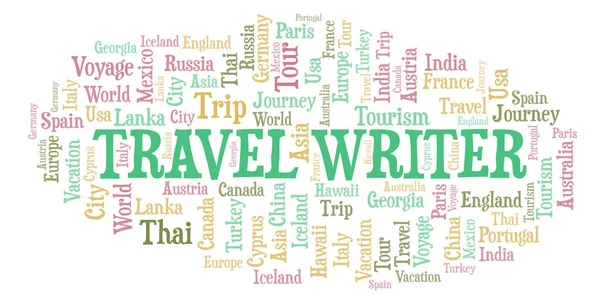 Travel Writer Nuvem Palavras Wordcloud Feito Apenas Com Texto — Fotografia de Stock