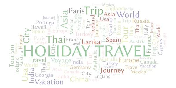 Holiday Travel Nuvem Palavras Wordcloud Feito Apenas Com Texto — Fotografia de Stock