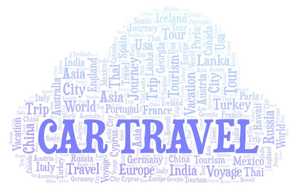 Viajes Coche Palabra Nube Wordcloud Hecho Solo Con Texto — Foto de Stock