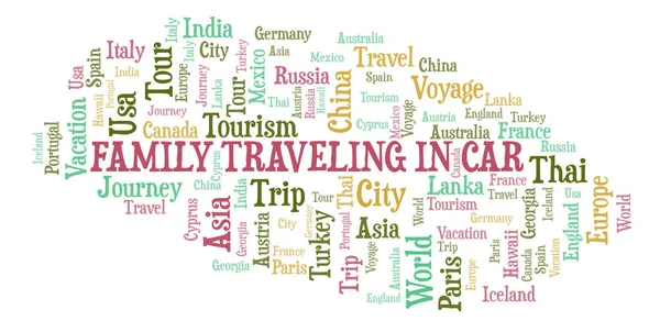 Family Traveling Car Word Cloud Wordcloud Made Text Only — Stock Photo, Image