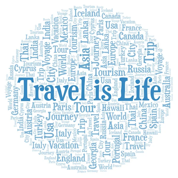 Travel Life Хмара Слів Wordcloud Зроблено Лише Текстом — стокове фото