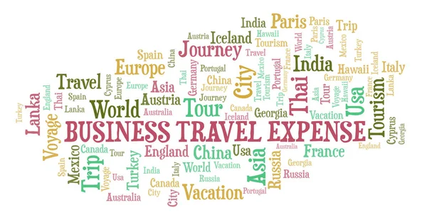 Business Travel Expense Word Cloud Inglés Wordcloud Hecho Solo Con — Foto de Stock