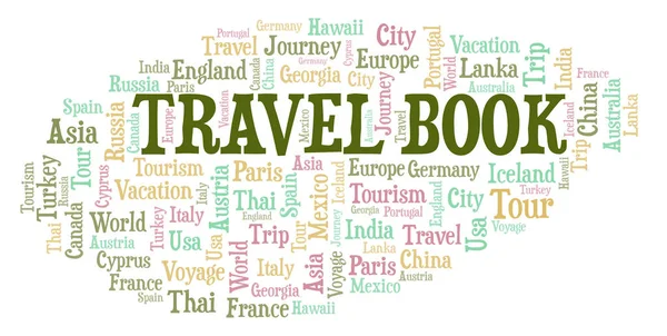 Reizen Boek Word Cloud Wordcloud Gemaakt Met Alleen Tekst — Stockfoto