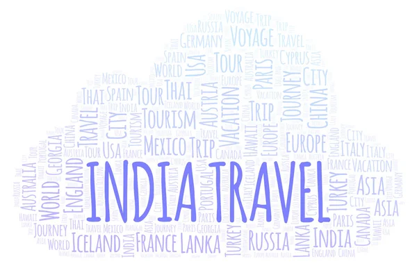 India Viajes Palabra Nube Wordcloud Hecho Solo Con Texto — Foto de Stock