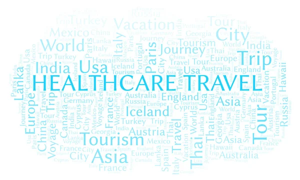 Healthcare Travel Nuvem Palavras Wordcloud Feito Apenas Com Texto — Fotografia de Stock