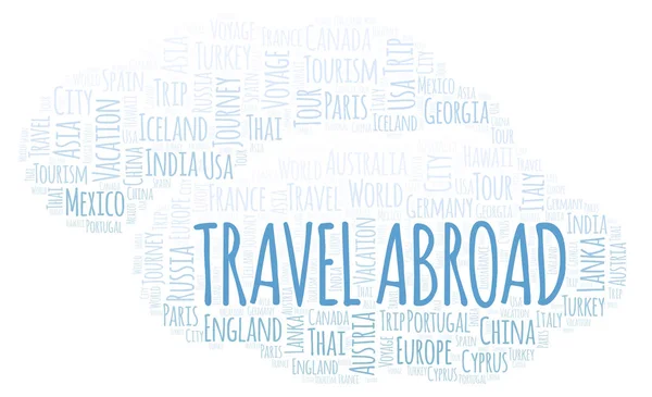 Utazás Külföldön Szó Felhő Wordcloud Készült Csak Szöveg — Stock Fotó