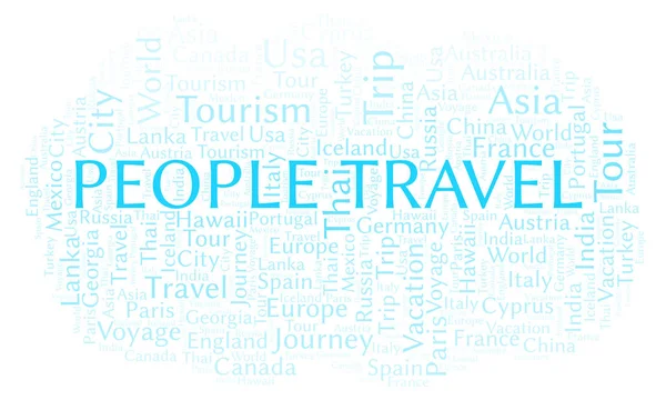 Pessoas Viajam Nuvem Palavras Wordcloud Feito Apenas Com Texto — Fotografia de Stock