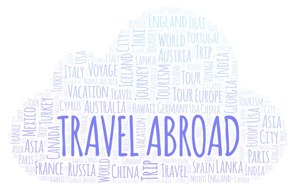 Travel Abroad Nuvem Palavras Wordcloud Feito Apenas Com Texto — Fotografia de Stock