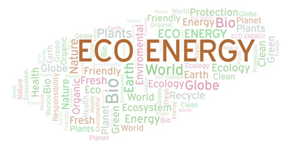 Eko Energie Slovo Mrak Wordcloud Pouze Text — Stock fotografie