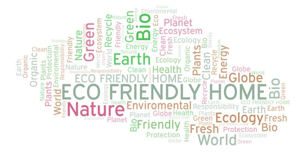 Eco Friendly Domů Slovo Mrak Wordcloud Pouze Text — Stock fotografie