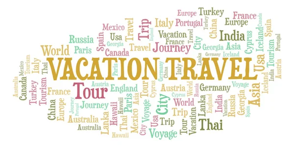 Vacation Travel Nuvem Palavras Wordcloud Feito Apenas Com Texto — Fotografia de Stock
