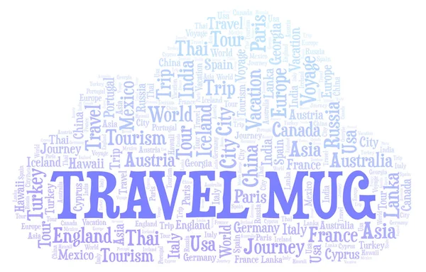 Travel Mug word cloud. Wordcloud made with text only.