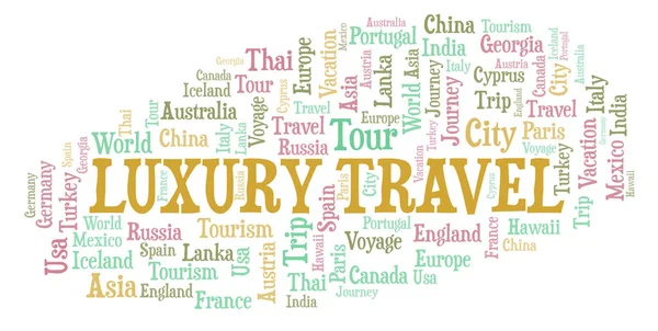 Luxus Utazási Szó Felhő Wordcloud Készült Csak Szöveg — Stock Fotó
