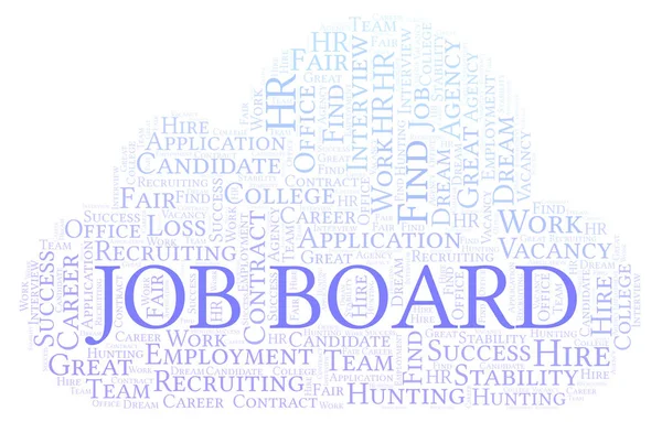 Job Board Nuvem Palavras Wordcloud Feito Apenas Com Texto — Fotografia de Stock
