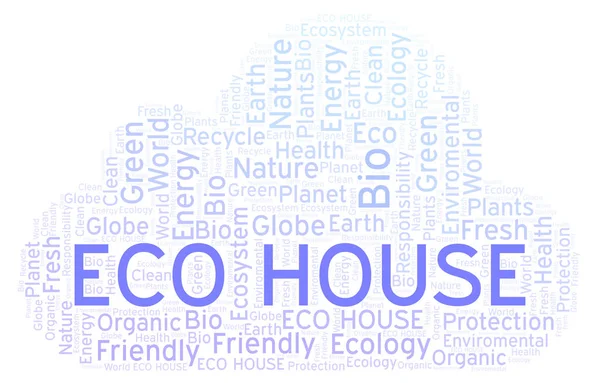 Eco House Parola Nuvola Wordcloud Realizzato Solo Con Testo — Foto Stock