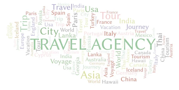 Σύννεφο Λέξεων Ταξιδιωτικό Πρακτορείο Wordcloud Γίνεται Κείμενο Μόνο — Φωτογραφία Αρχείου