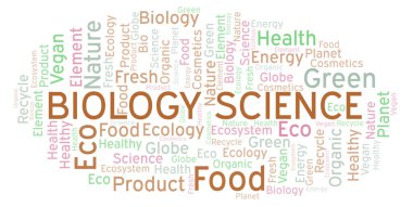 Biyoloji Bilim word cloud. Yalnızca metin ile yapılan Wordcloud.