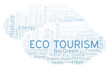 Eko turizm kelime bulutu. Yalnızca metin ile yapılan Wordcloud.