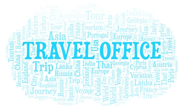 Oficina Viajes Palabra Nube Wordcloud Hecho Solo Con Texto — Foto de Stock