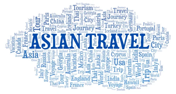 Облако Слов Азиатского Путешествия Wordcloud Made Text Only — стоковое фото