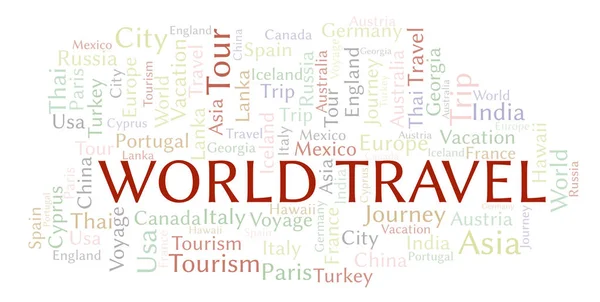 Облако Слов World Travel Wordcloud Made Text Only — стоковое фото