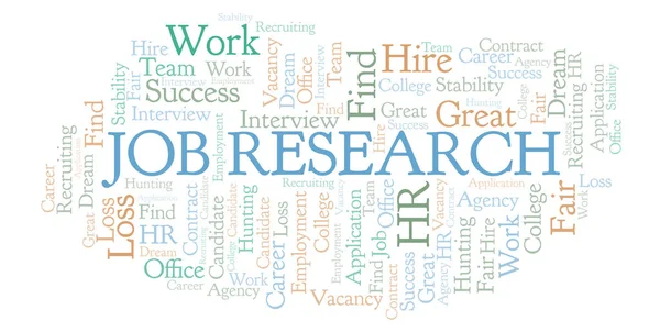 Job Research word cloud. Wordcloud made with text only.