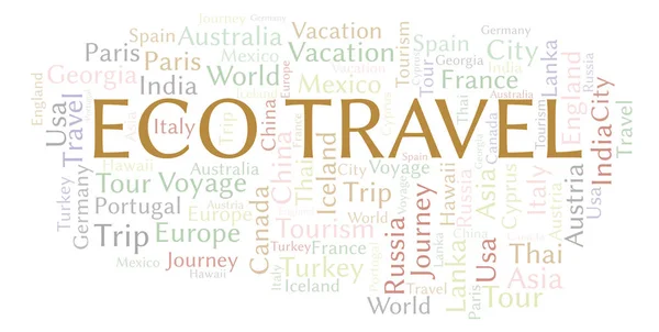 Nuvem Palavras Eco Travel Wordcloud Feito Apenas Com Texto — Fotografia de Stock