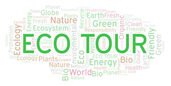 Eco Tour Slovo Mrak Wordcloud Pouze Text — Stock fotografie