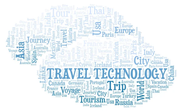 Reizen Technologie Word Cloud Wordcloud Gemaakt Met Alleen Tekst — Stockfoto