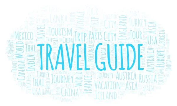 Хмара Слів Travel Guide Wordcloud Зроблено Лише Текстом — стокове фото