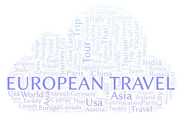 European Travel Mot Nuage Wordcloud Fait Avec Texte Seulement — Photo