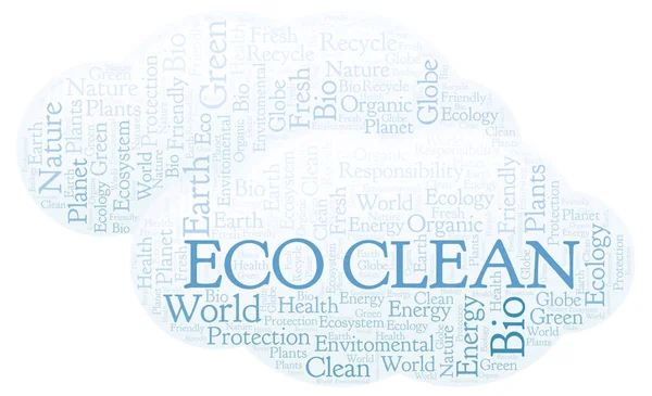 Eco Clean Slovo Mrak Wordcloud Pouze Text — Stock fotografie