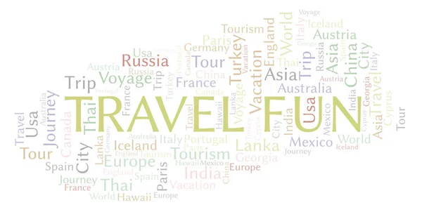 Travel Divertente Parola Nuvola Wordcloud Realizzato Solo Con Testo — Foto Stock