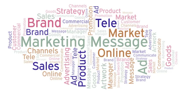 Nuvem Palavras Com Texto Mensagem Marketing Wordcloud Feito Apenas Com — Fotografia de Stock