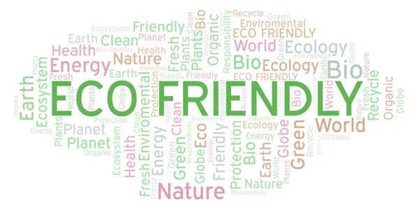 Eco Friendly Slovo Mrak Wordcloud Pouze Text — Stock fotografie