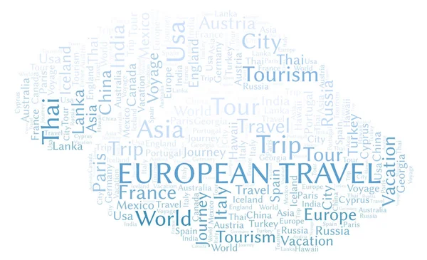 Europäische Reisewortwolke Wordcloud Nur Mit Text Erstellt — Stockfoto