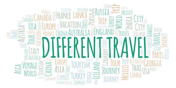 Different Travel Word Cloud Wordcloud Made Text Only — Stock Photo, Image