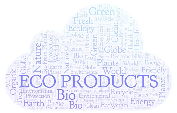 Eco Produkty Slovo Mrak Wordcloud Pouze Text — Stock fotografie