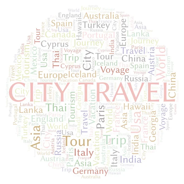Облако Слов City Travel Wordcloud Made Text Only — стоковое фото